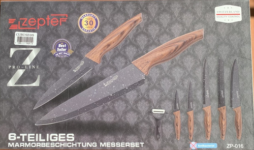 Imagen 2 de 5 de Set Cuchillos Chef Zepter 6 Piezas Profesional Simil Madera