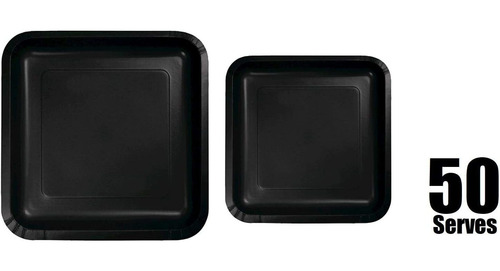 100 Count Square Black Paper Plates | 509 Dinner Paper Plate