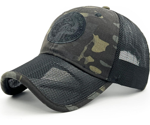 Gorra De Camuflaje Negro De Masktide, Con Diseño De Águila Y