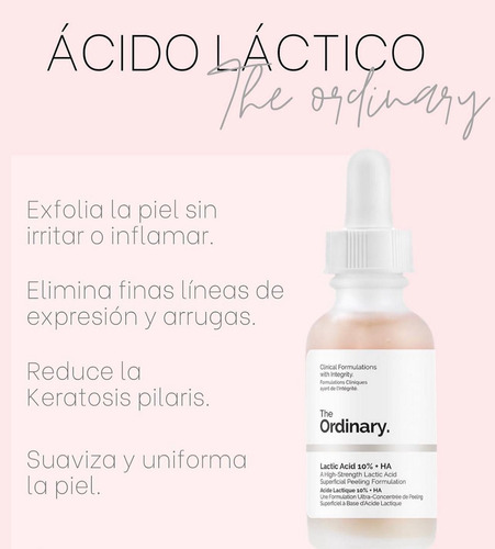 The Ordinary Acido Láctico Exfolia Antimanchas Marcas Acné