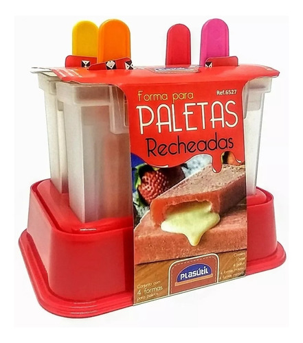 Forma De Picolé Com Recheio Paleta Mexicana Gourmet 4 Peças