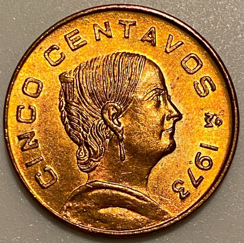 Mex12079b México 5 Centavos 1973 Flat Top Unc-bu Ayff