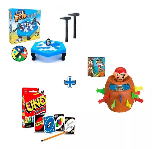 Kit Jogo Pinguim Quebra Gelo + Jogo Pula Macaco + Jogo Pula Pirata Barril -  Desconto no Preço