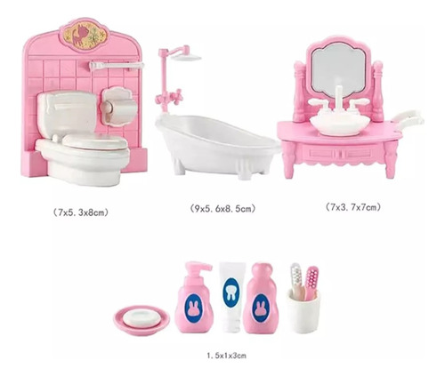 Muñecas Accesorios Set Baño Completo Miniatura (10 Pcs)