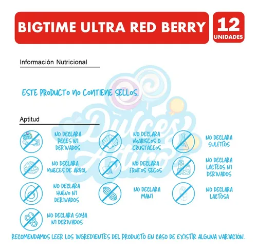 Chicle Bigtime Ultra Red Berry Caja Con 12 Unidades