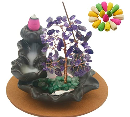 Cerámica Waterfall Incense Burner, Money Tree Q1jqt