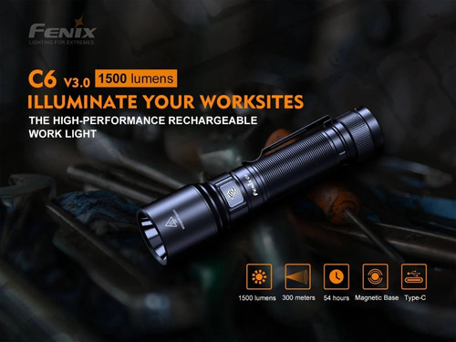 Imagen 3 de 7 de Linterna Led Fenix C6 V2.0 Usb 900 Lumens + Bateria Arb L18 2600mah Sumergible
