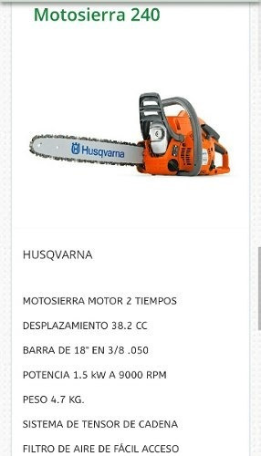Motosierra a nafta Husqvarna E-Series 38.2cc 240 1.5kW