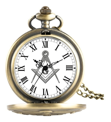 Imagen 2 de 3 de Reloj De Bolsillo Mason Escuadra Y Compas Oro Viejo