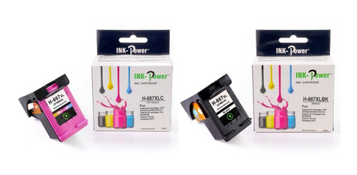 Kit 2 Tintas H-667xl Para Deskjet Ink Advantage 1275 Tinta