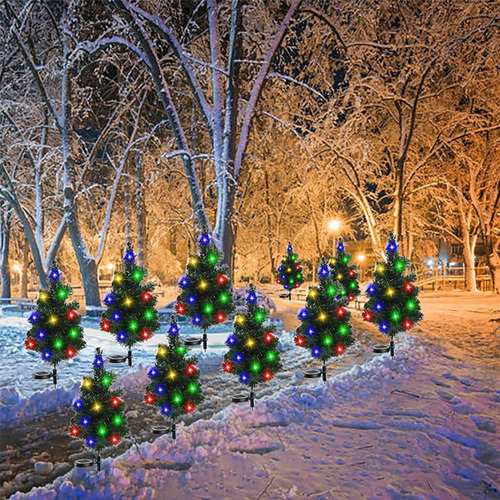 4 Pcs Led Solar Árbol De Navidad Luces Decoración De Jardín
