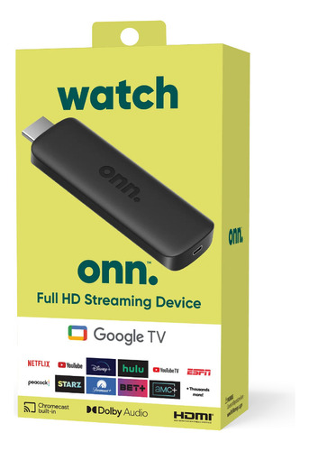 Dispositivo Onn Tv Full Hd Streaming Google Tv Chromecast 