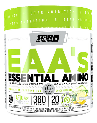 Star Nutrition Aminoácidos Esenciales Eaa's 20 Serv. Limón