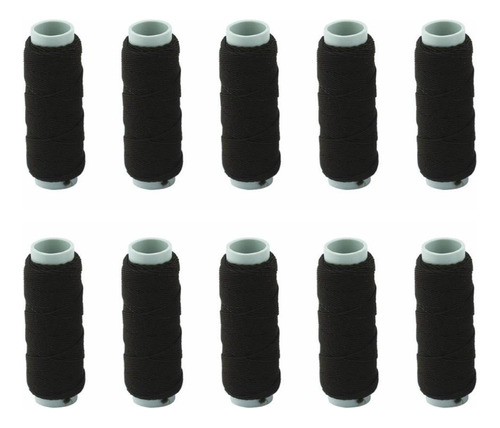 10 Rolos Fio Laxtex Elástico 10m São José 0,8mm Cor Preto Desenho do tecido Liso
