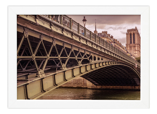 Quadro Foto Paris Ponte Moldura Branca 22x32cm