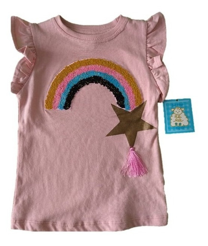 Playera  Rosa Arcoíris Niña Hermosa Un Año