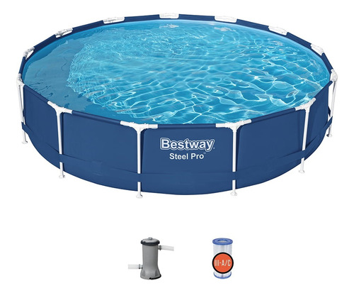 Piscina estructural circular de 8680 litros con filtro Bestway, color azul, 110 V, 2006 l/h