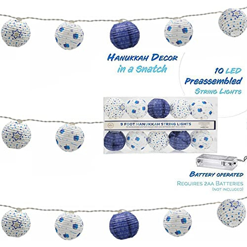 10 Luces De Linterna Mini Redondas Led Pilas Hanukkah (...