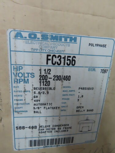 Ao Smith Motor Fc3156 P48sx6v3 1.5hp 1120rpm 200-230/460 Ssa