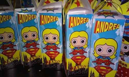 10 Dulceros,cajitas De Carton Personalizada Super Girl