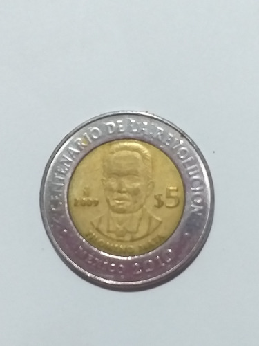 Moneda De 5 Pesos Filomeno Mata 2009 .2010 Mexicana 