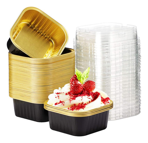 Eusoar Cupcake Liners Con Tapas, 5oz 50pcs Square Disposable