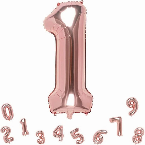 Globo Numeros Metalicos Oro Rosa 18 Pulgadas