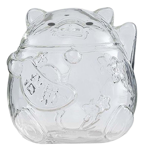 Hucha Con Forma De Gato De Cristal Transparente De 4,3x4,7