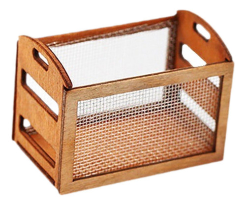 Mini Cesta De Madera Para Casa De Muñecas, Contenedor De