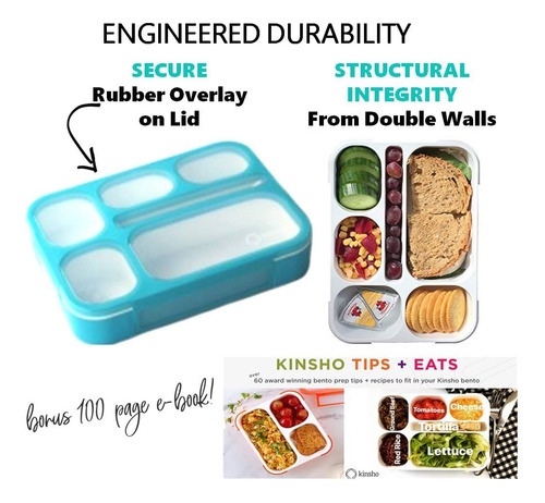 Caja Bento Kinsho Para Comida, 6 Secciones, A Prueba De Fuga