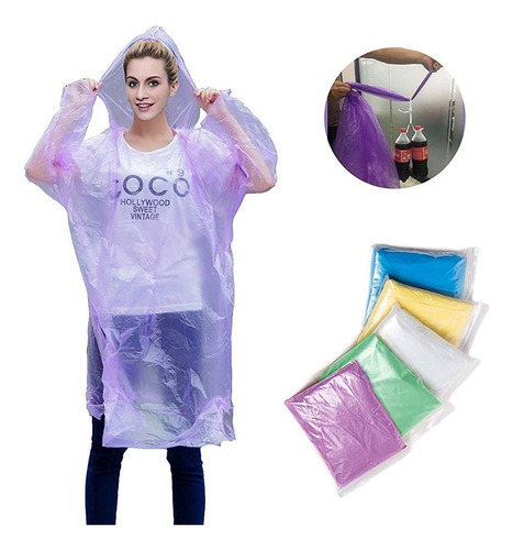Paquete De 10 Ponchos For Lluvia Desechables, Impermeable