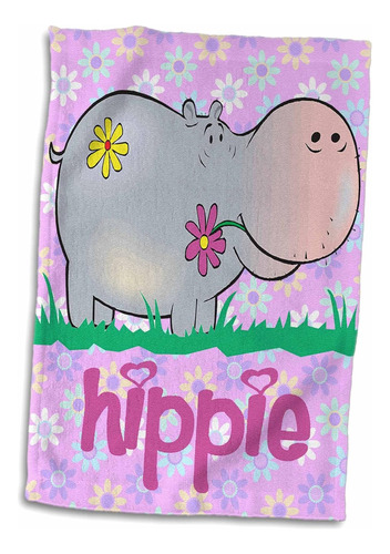 3d Rose Cute Hippo Hippopotamus Con Fondo De Flores Hippi...