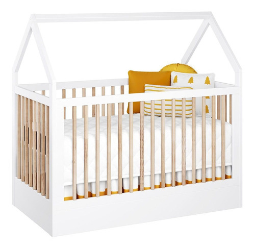 Berço Montessoriano Com Casinha Cor Branco Com Madeira Cor Branco c/ Treviso