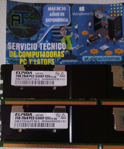 Memoria Marca Elpida 2gb 2rx4 Pc2 5300-555 11-e0