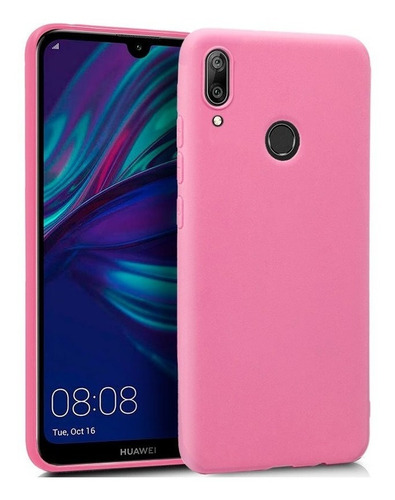 Estuche Silicona Color Huawei Y7 2019 + Vidrio Ceramica Flex