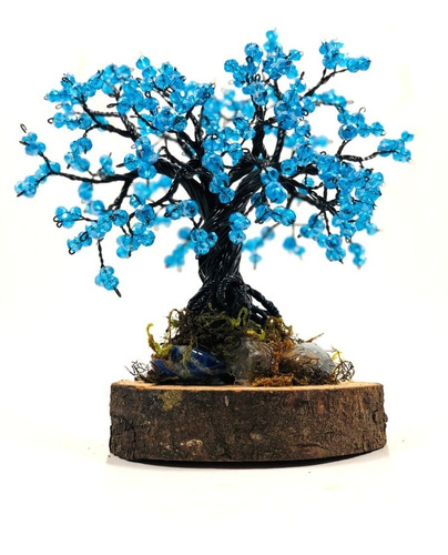 Arbol De La Abundancia Con Cuarzo Y Cristales Color Azul