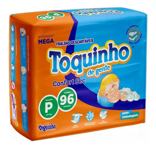 Fralda Toquinho De Gente Premium Tamanho P Com 96 Unidades
