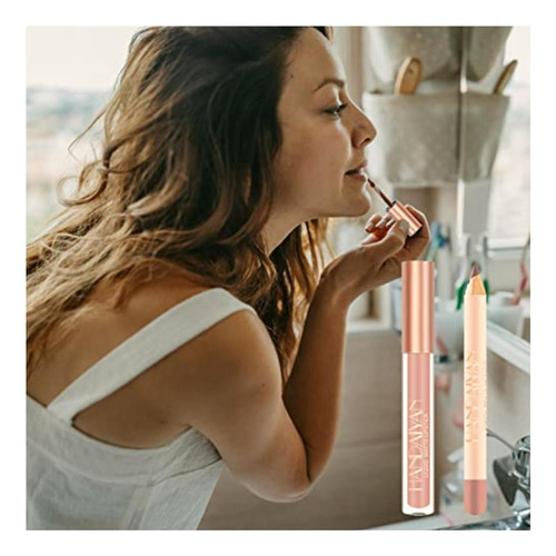 Nanyaciv Juego De Delineador De Labios Y Lápiz Labial,