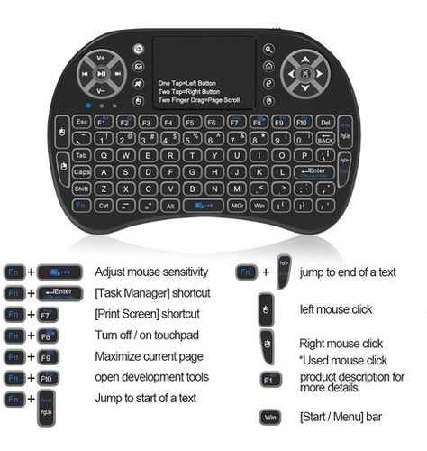 Imagen 3 de 4 de Mini Teclado Touchpad Mouse Inalámbrico Con Teclado Táctil