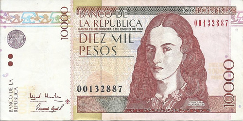 Colombia Reposición 10000 Pesos 6 Enero 1998