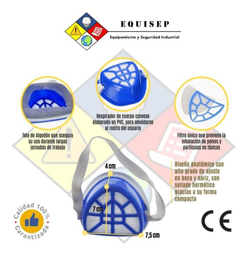 Imagen 3 de 10 de Kit Epp 3 Piezas | Orejera + Mascarilla Pvc + Monogafa Pvc