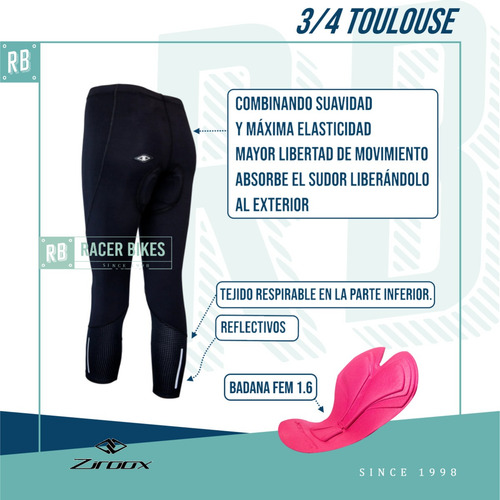 Imagen 2 de 10 de Calza 3/4 Ciclismo Mujer Ziroox Toulouse