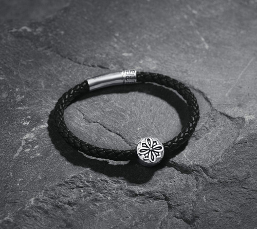 Fancime Power Pulsera De Cuero Genuino Para Hombre De Plata