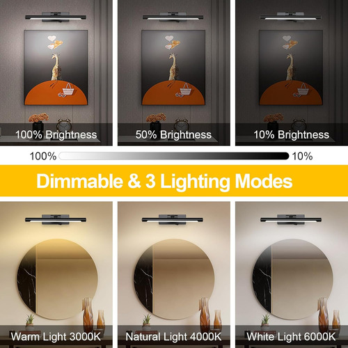 Opmre Moderno Led Cuadro De Luz Regulable 12,6 Negro...