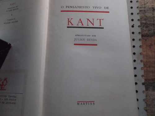 Imagem 3 de 5 de Livro Pensamento Vivo De Kant Ano 1965 N1701