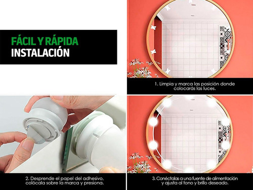 Redlemon Luces Led Espejo Tocador Vanidad Hollywood 3 Tonos