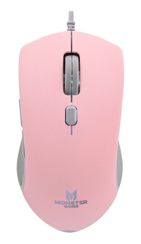 Mouse Gamer Rosado Playful 6 Botones 6400 Dpi Monster Games