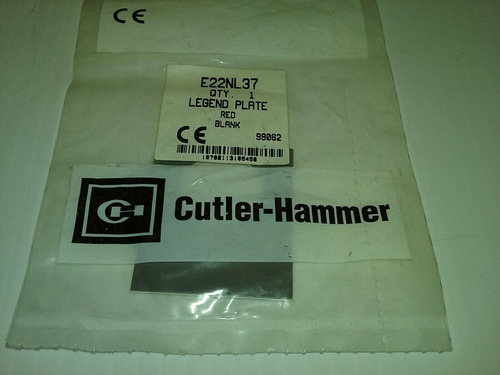 Cutler Hammer E22nl37 Legend Plate Blank Red 2mm Nib Bbd