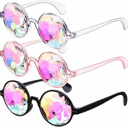 3 Piezas Kaleidoscope Gafas De Sol Del Arco Iris Prisma Con 