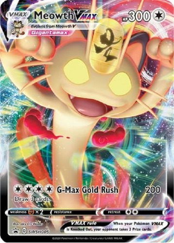Meowth Vmax Swsh005 Promo Ultra Raro Pokemon Tcg